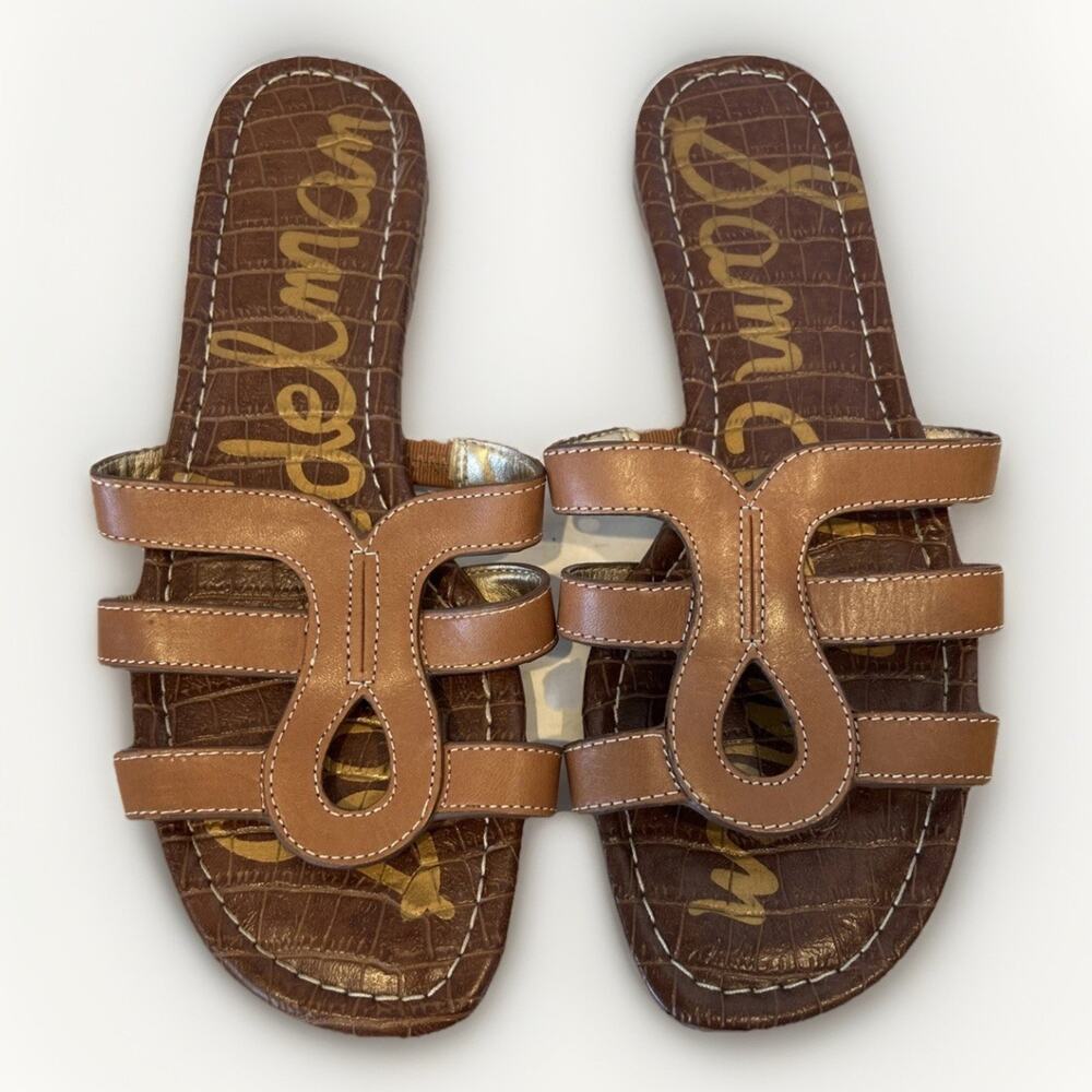 Sam Edelman Shoes Womens Size 7 Bondi Leather Slide Sandals Brown Flat